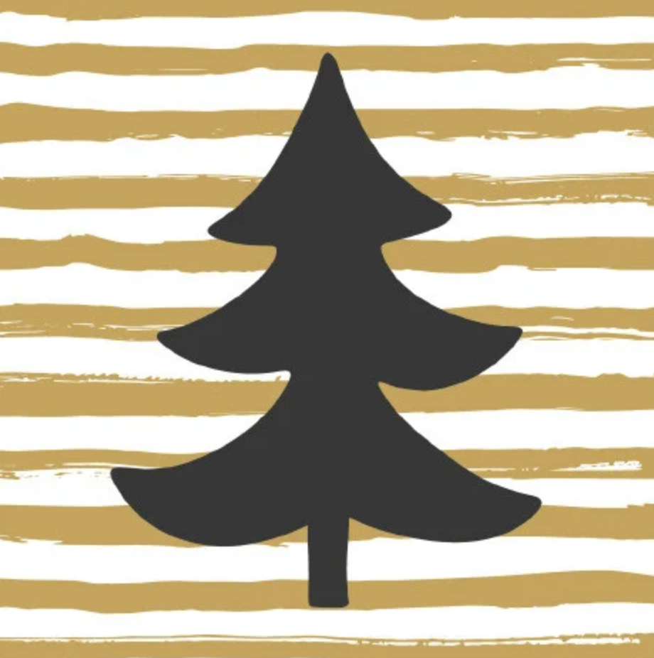 Duni | Servetten Golden Stripes Tree 3-laags 33x33cm 20-pack