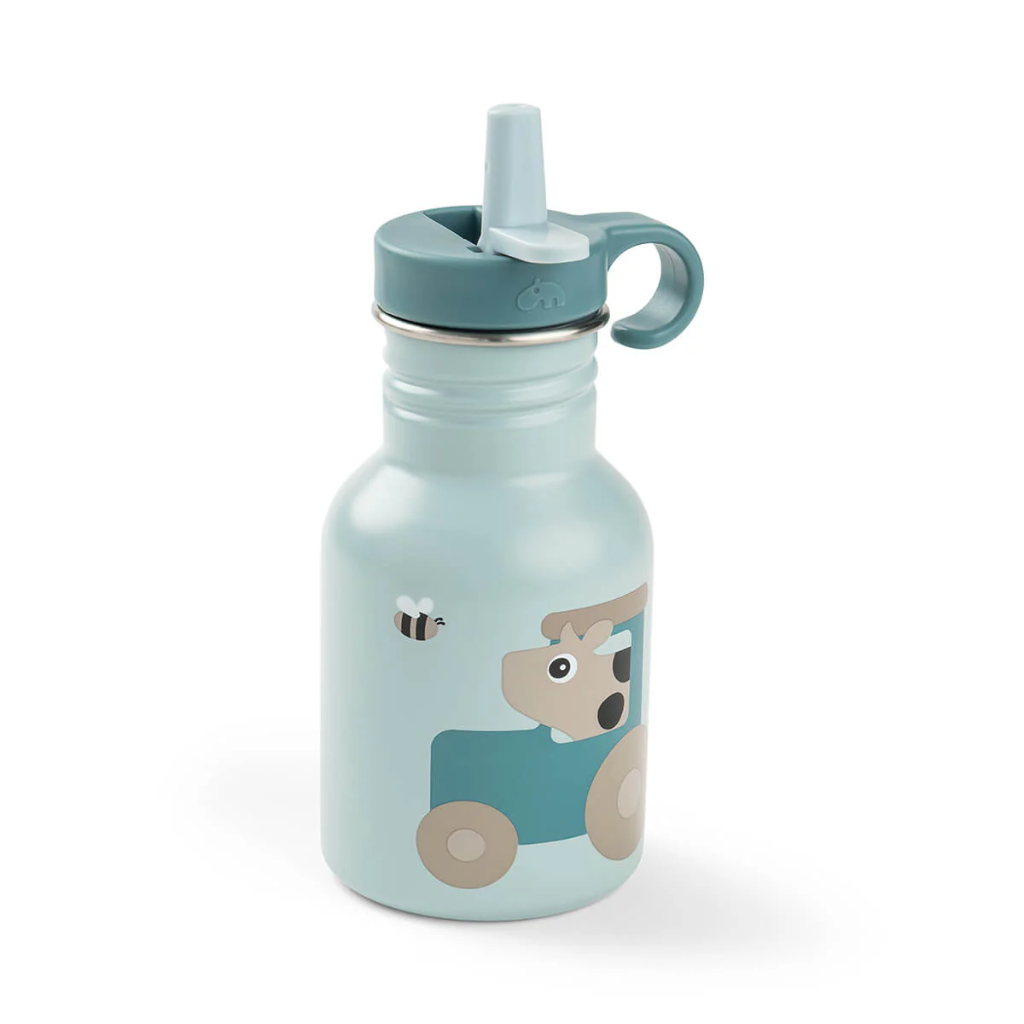 Done By Deer | Drinkfles Tiny Farm Blue Metaal Blauw 350ml