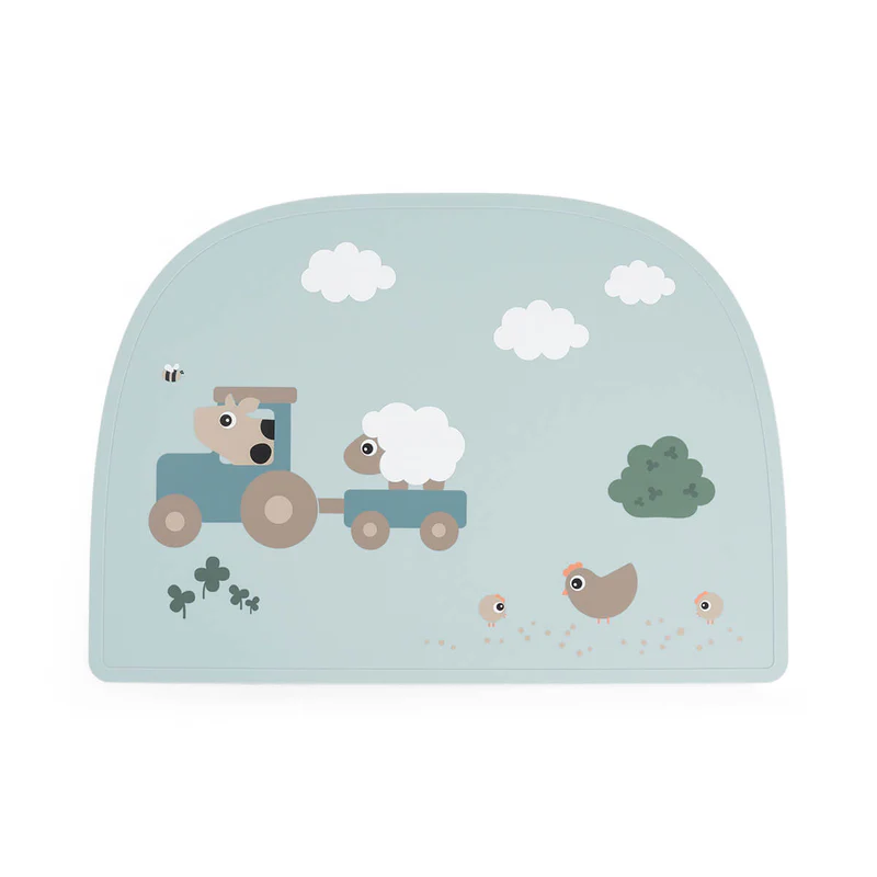Done by Deer | Placemat Tiny Farm Blue Siliconen Blauw 38x26,5cm