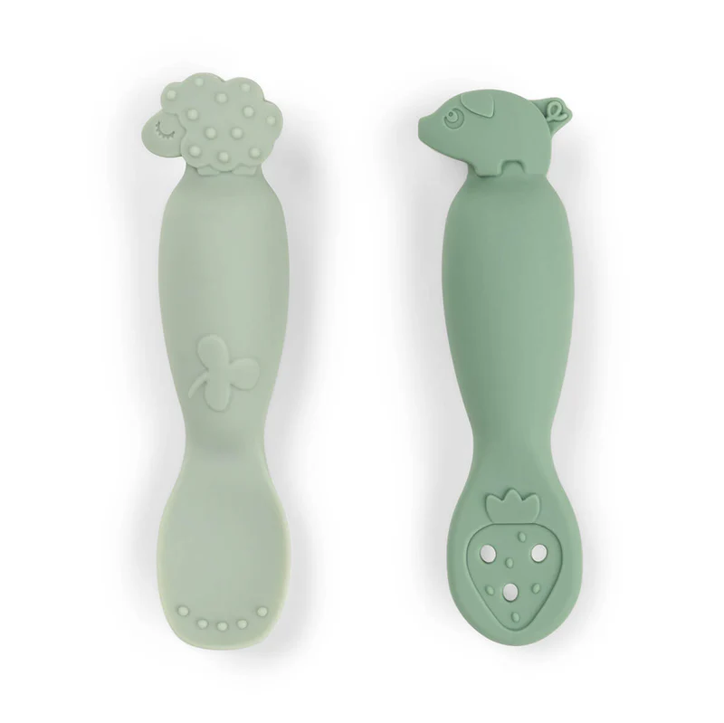 Done by Deer | Lepel Tiny Farm Learning Spoon Set Groen 