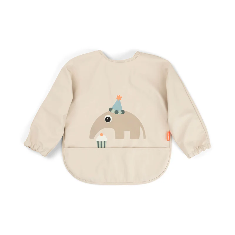 Done by Deer | Slabbetje Celebration Sand Sleeved Pocket Bib met Mouwen Ecru