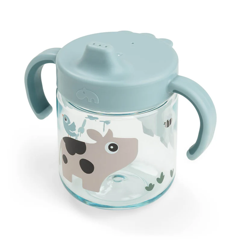 Done By Deer | Drinkbeker Tiny Farm Blue Handvaten Drinktuit Learning Spout Blauw