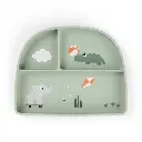 Done By Deer | Plat Bord Playground Green met Vakverdeling Siliconen Stick&Stay Compartment Plate Groen