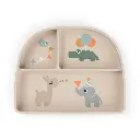 Done By Deer | Plat Bord Celebration Sand met Vakverdeling Siliconen Stick&Stay Compartment Plate Ecru