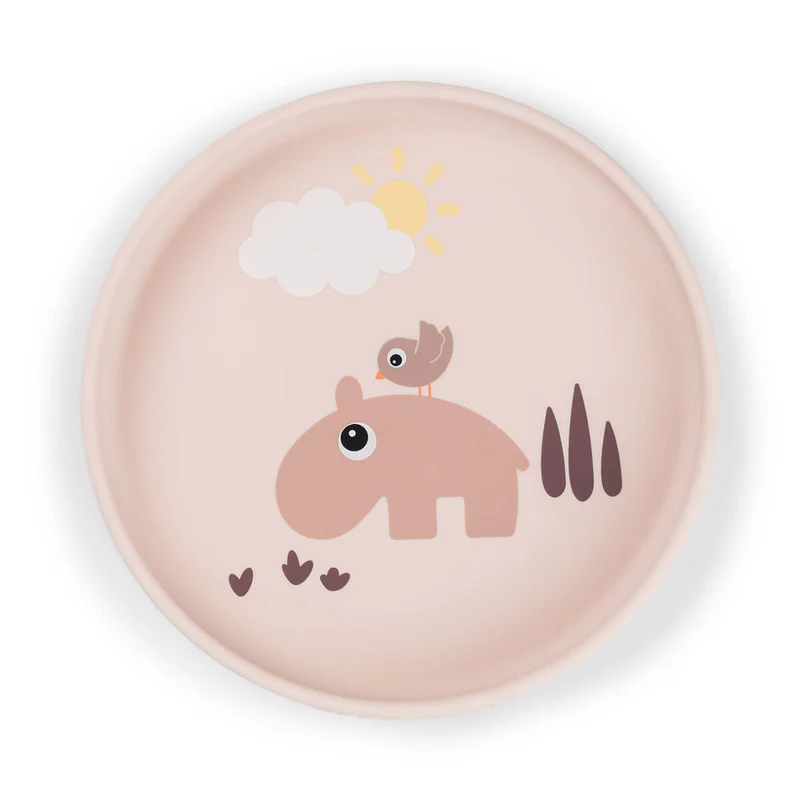 Done By Deer | Plat Bord Playground Powder Siliconen Stick&Stay Plate Roze