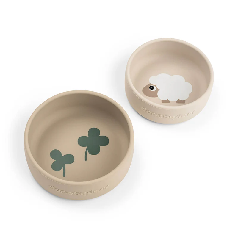 Done By Deer | Kom Sheepy Sand Siliconen Bowl Set Ecru 2-pack