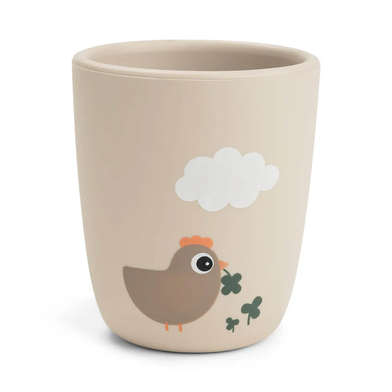 Done by Deer | Drinkbeker Mini Mug Tiny Farm Sand  Siliconen Ecru