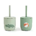 Done by Deer | Drinkbeker Playground Green Siliconen Straw Cup Groen 2-pack 