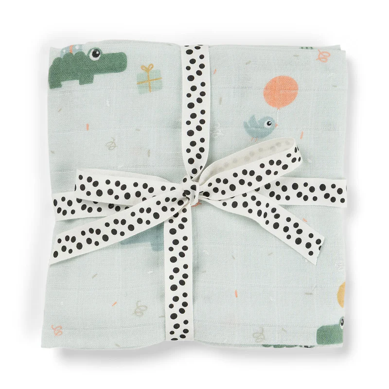 Done by Deer | Tetra Doek Celabration Blauw 120x120cm