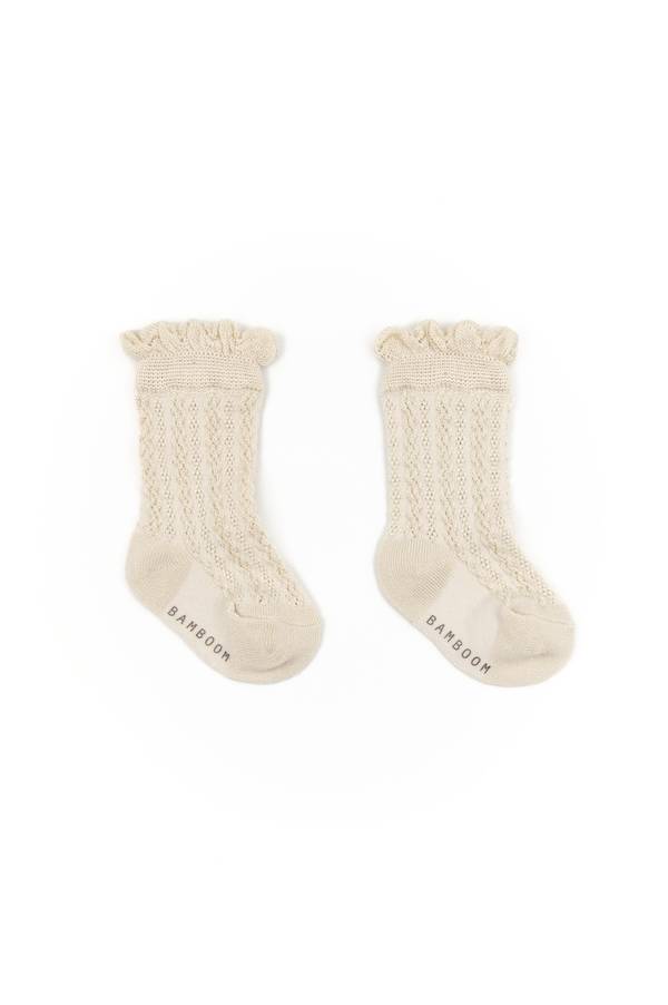 Bamboom | Kousen Knitted Openwork Socks Oyster Gray