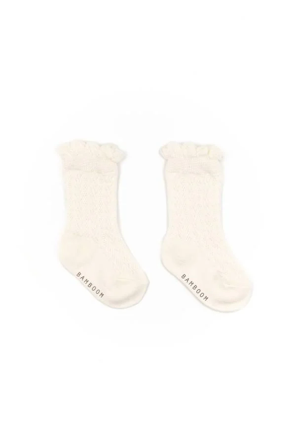 Bamboom | Kousen Knitted Openwork Socks Panna Wit