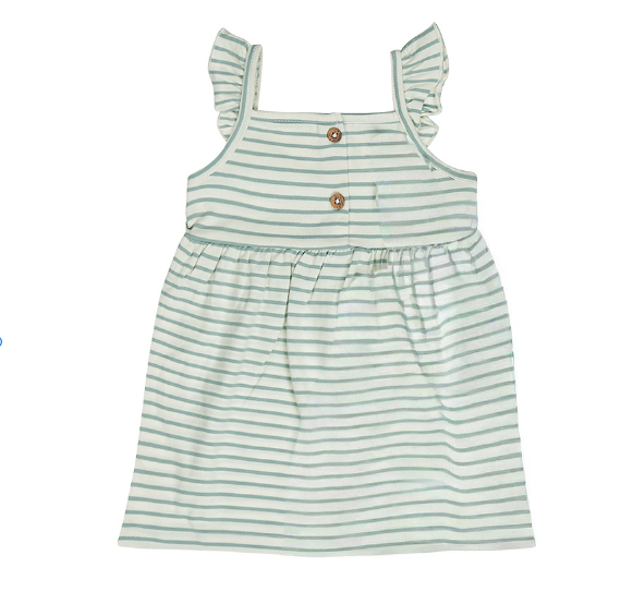 Dirkje | Jurk Girls Flower Power Stripes Aqua Green 