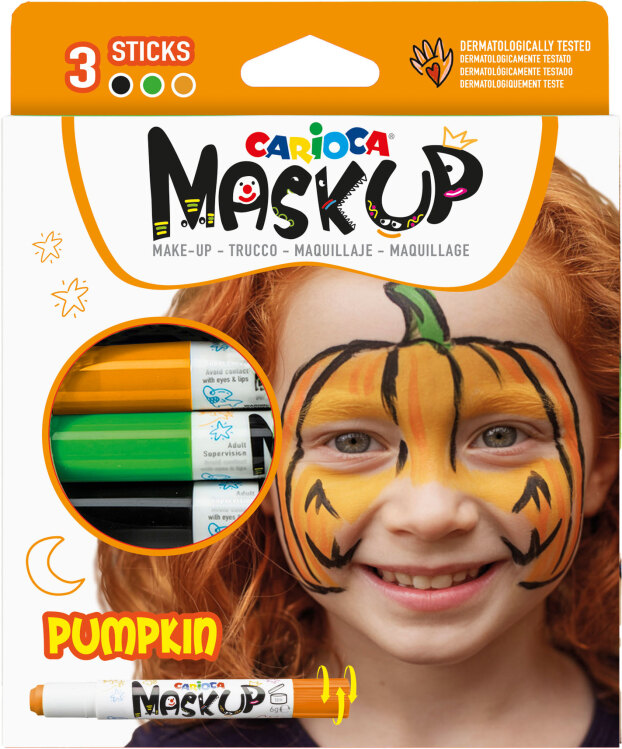 Carioca | Grime Pumpkin  Dermatologisch Getest Oranje/Groen/Zwart 3 Sticks