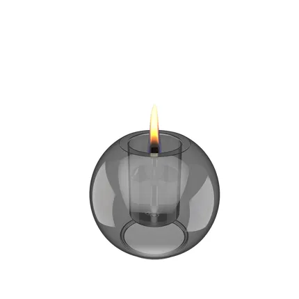 Tenderflame | Kaars Globus uit Glas Grijs Ø10 H8,8cm