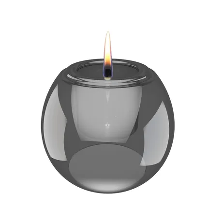 Tenderflame | Kaars Globus uit Glas Grijs Ø15x12,5cm