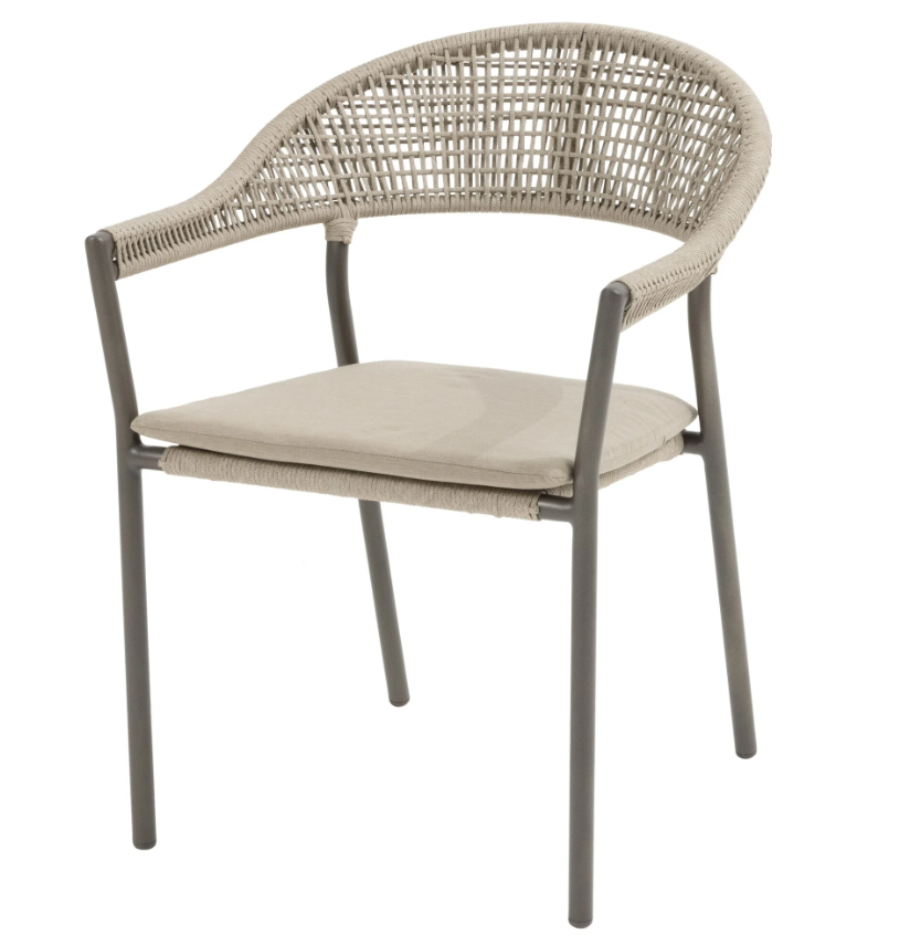 4SO | Tuinstoel Sienna Dining Stacking Chair Terre met Kussen Stapelbaar