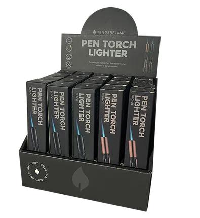 Tenderflame | Aansteker Pen Torch Lighter Gasaansteker Zwart en Brons 15,5cm