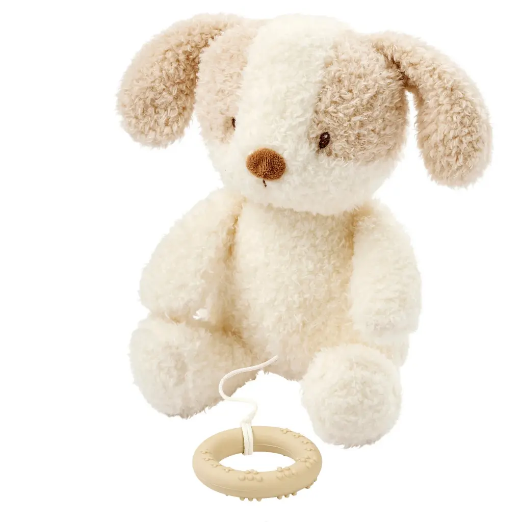 Nattou | Muziektrekker Teddy Babyhond Wit/Beige 25cm