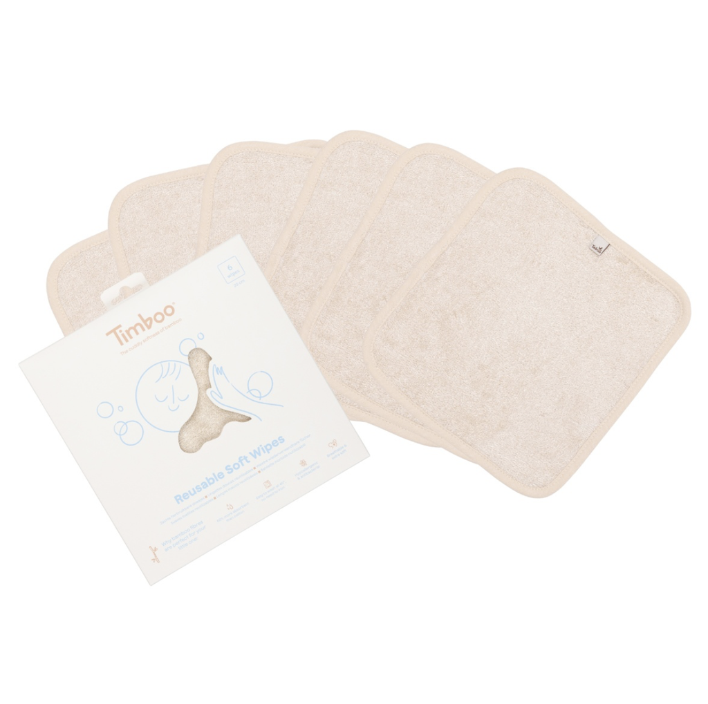 Timboo | Droge Doekjes vr Gelaat/Billetjes Bamboe Frosted Almond 6-pack 