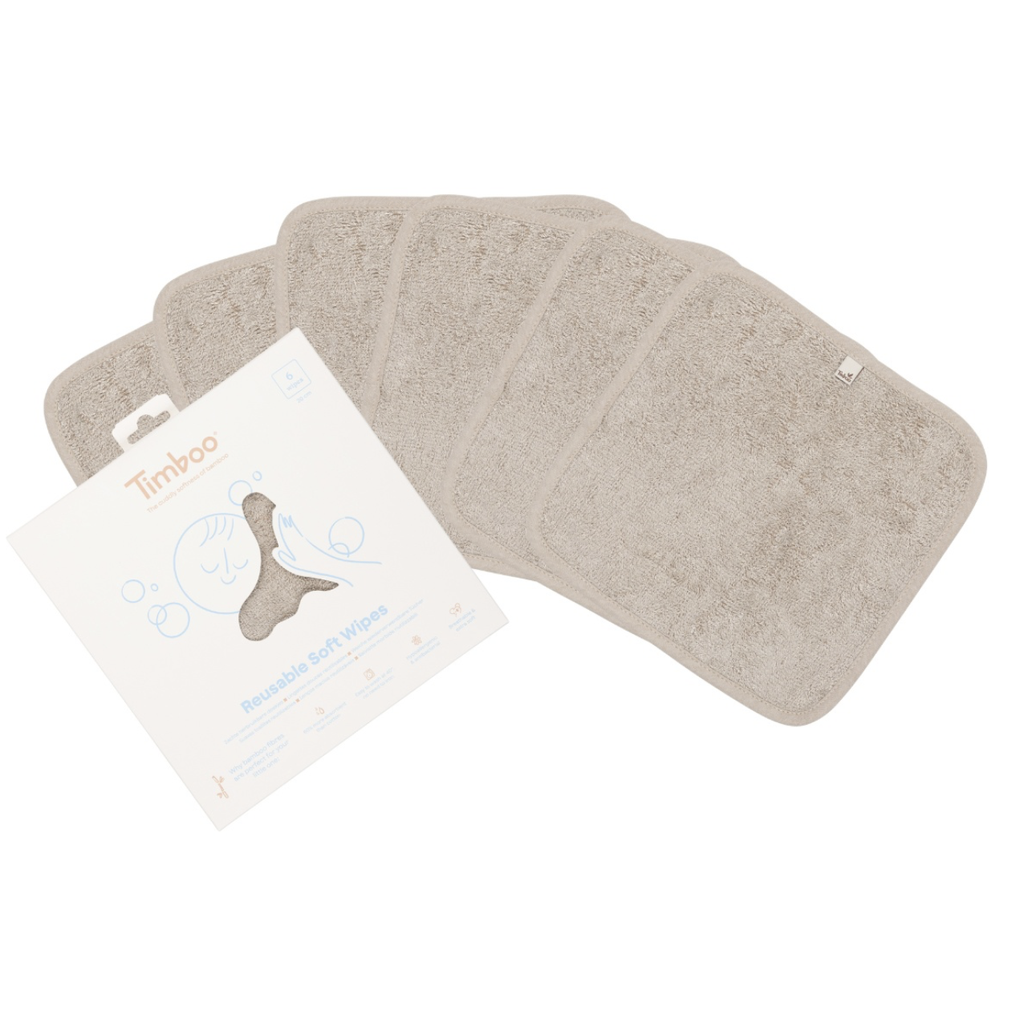 Timboo | Droge Doekjes vr Gelaat/Billetjes Bamboe Feather Grey 6-pack 