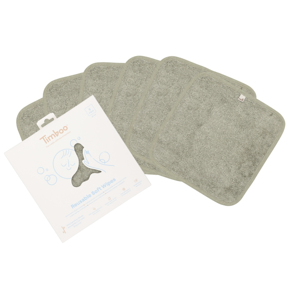 Timboo | Droge Doekjes vr Gelaat/Billetjes Bamboe Whisper Green 6-pack 