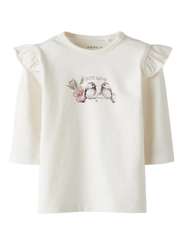 Name it | T-shirt Girls Nbfbirdy Longsleeve Cloud Dancer
