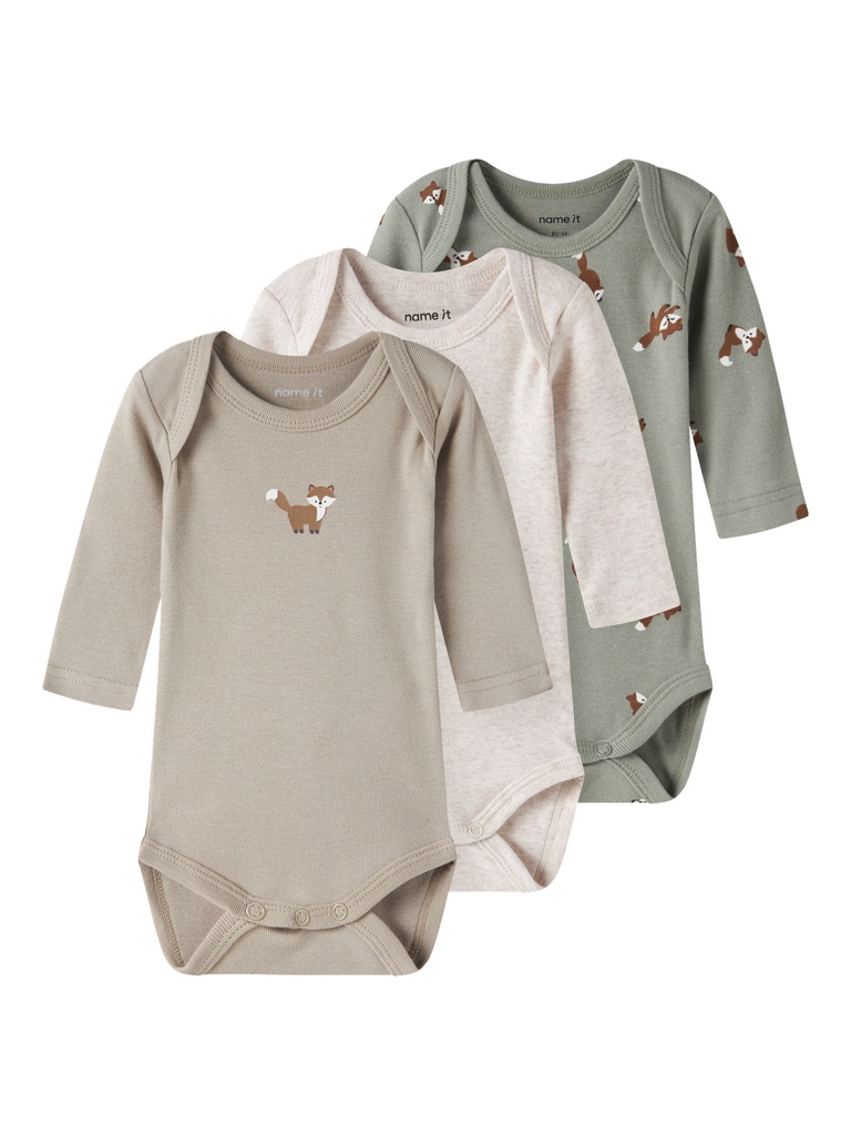 Name it | Body Boys Fox Longsleeve Shadow/Aluminum 3-pack