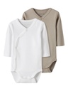 Name it | Body Uni Longsleeve Pure Cashmere/Bright White 2-pack
