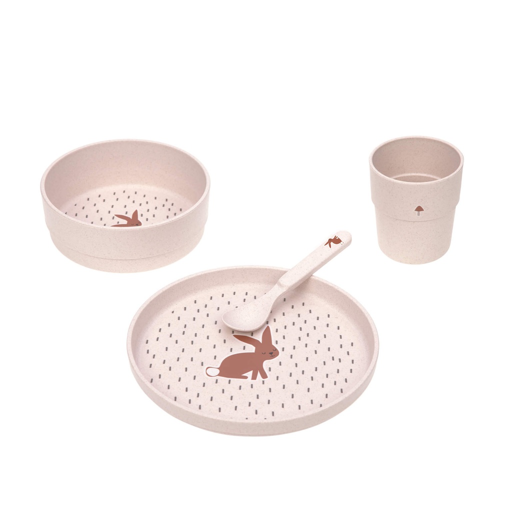 Laessig | Eetset Dish Set Little Forest Rabbit PP/Cellulose Roze 4-delig