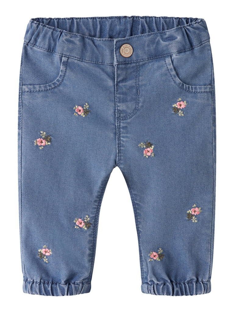 Name it | Broek Girls Nbfrose Flower Denim Medium Blue