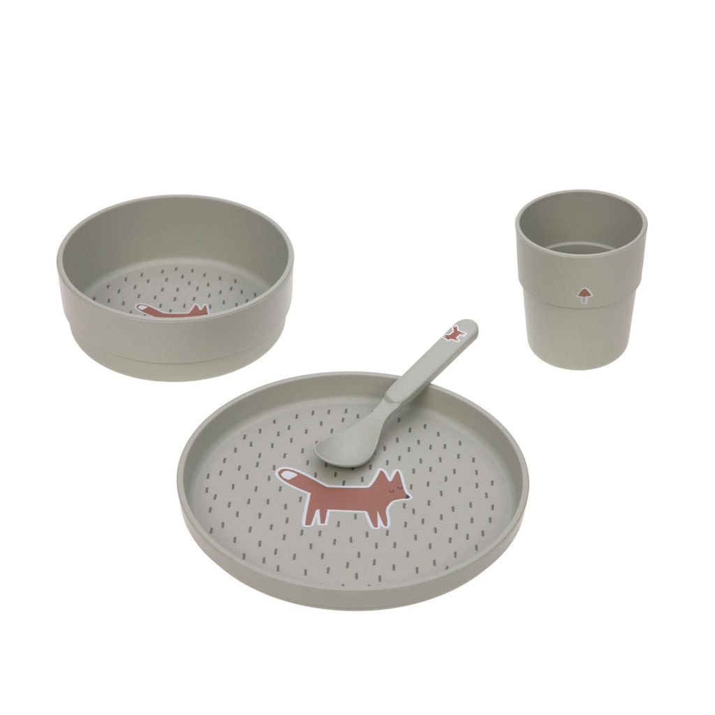 Laessig | Eetset Little Forest Fox Dish Set Groen 4-delig