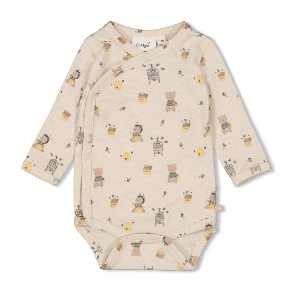 Feetje | Body Uni Overslag Longsleeve Honey Bear Off White Melange