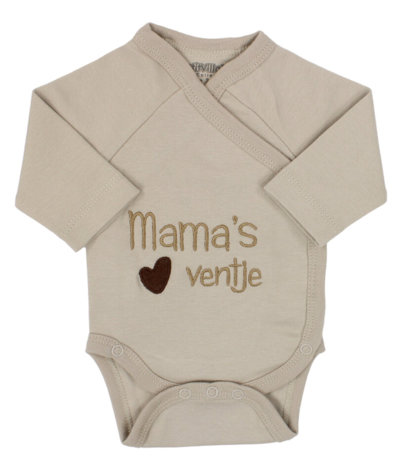 PetitVillain | Geboortebody Mama's Ventje Lange Mouw Zand M50-62 