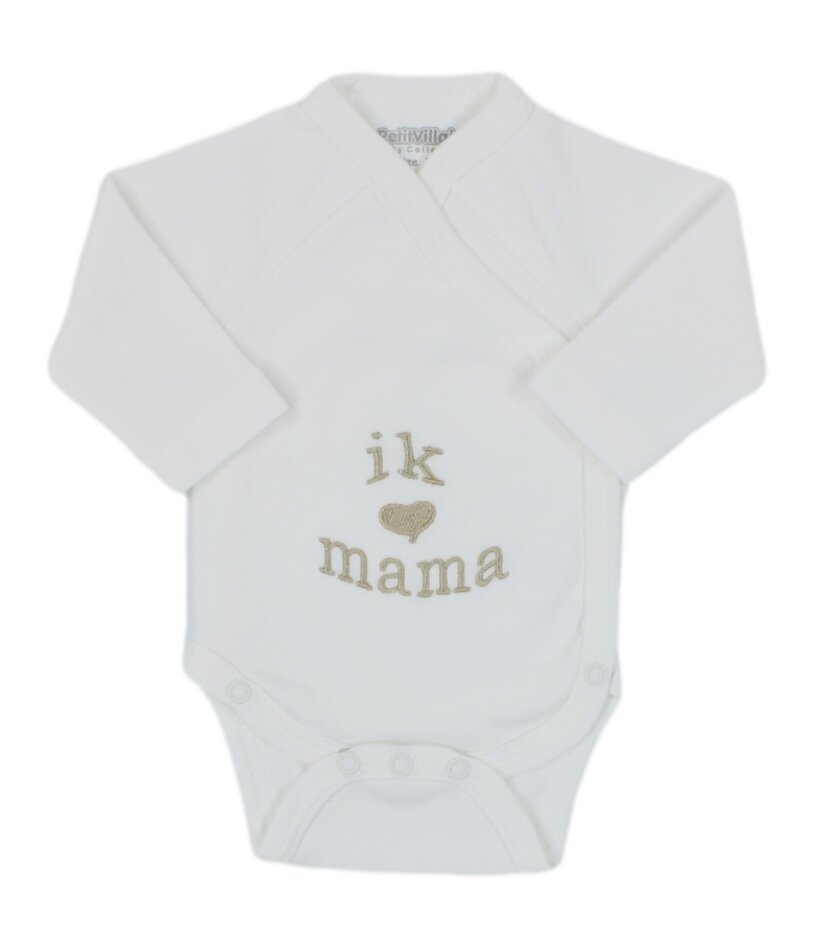 PetitVillain | Geboortebody Ik Hou van Mama Lange Mouw Ecru M50-62 