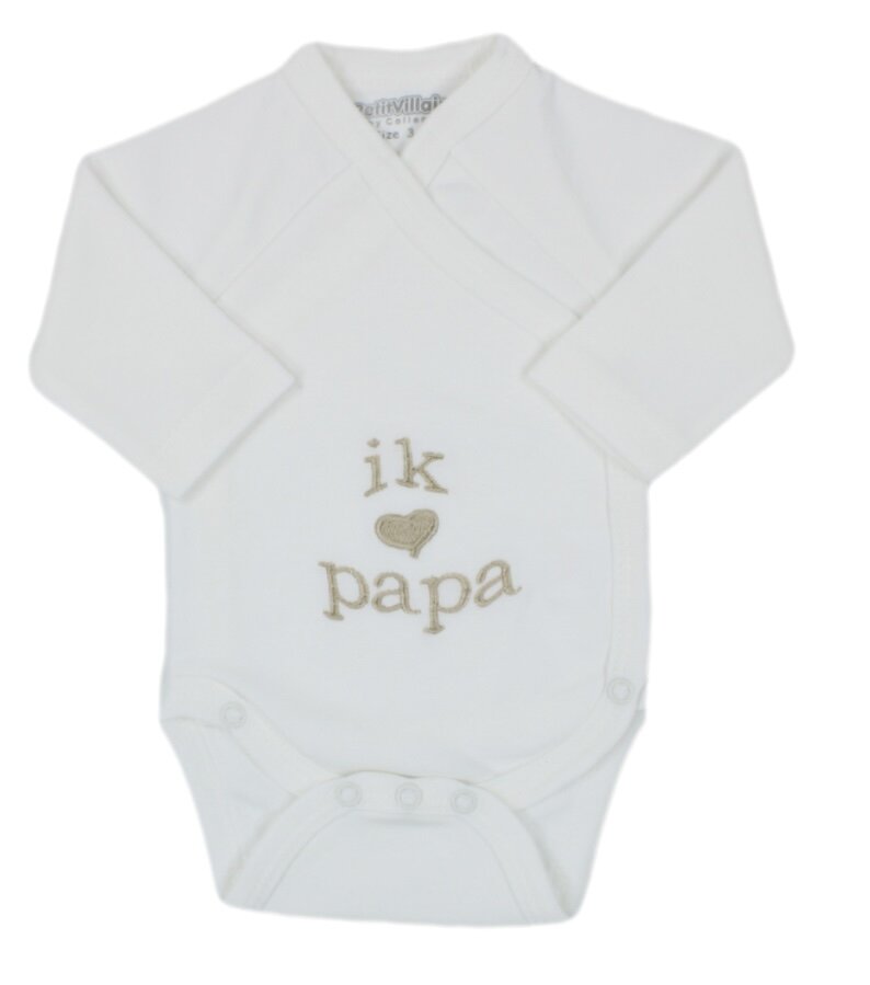 PetitVillain | Geboortebody Ik Hou van Papa Lange Mouw Ecru M50-62  