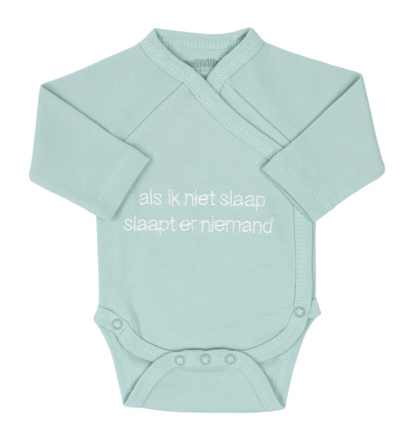 PetitVillain | Geboortebody Als Ik Niet Slaap Slaapt Er Niemand Lange Mouw Groen M50-62 