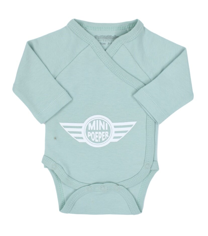 PetitVillain | Geboortebody Mini Poeper Lange Mouw Groen M50-62 