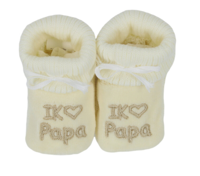 PetitVillain | Kousen/Slofjes Met Omslag Mama/Papa Ecru One Size