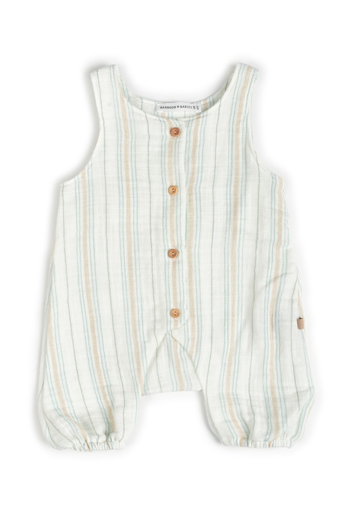 Bamboom | Kruippak Boys Stripe White/Blue 