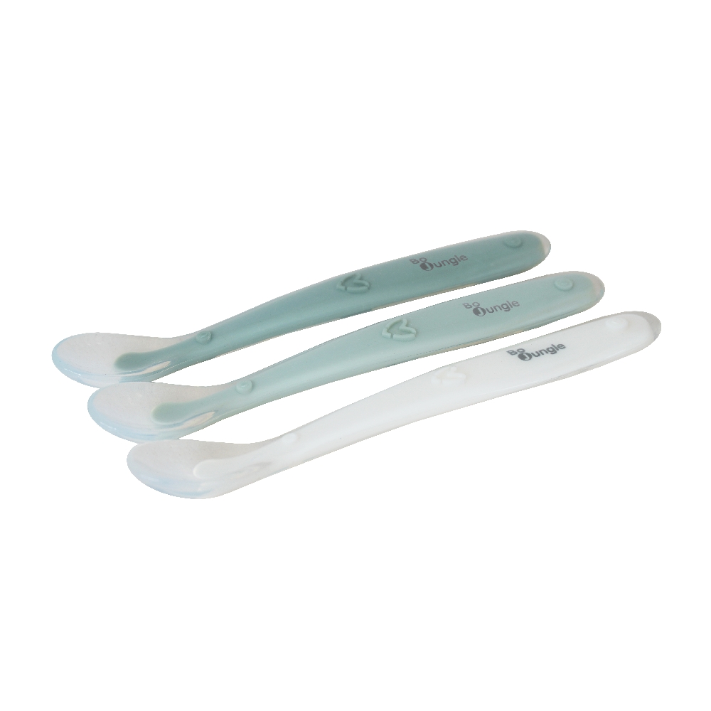 Bo Jungle | Lepel Soft Siliconen White/Sage Green/Jade  3-delig