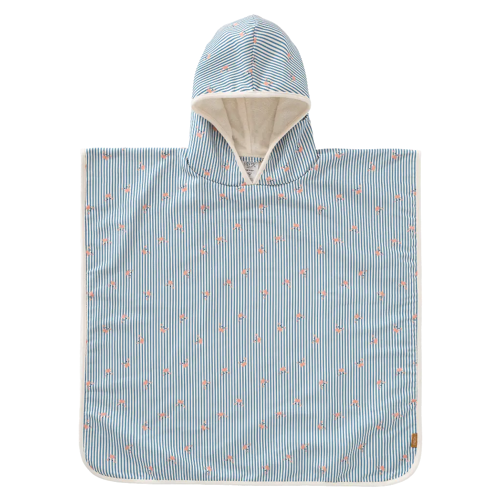 Fresk | Poncho Boys Stripes & Crabs Blue
