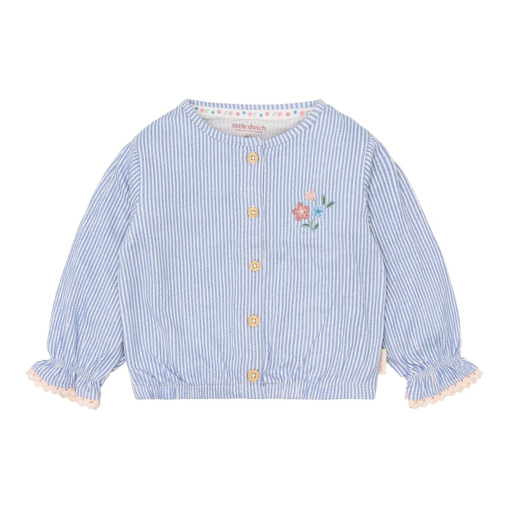 Little Dutch | Blouse Girls Stripes Denim Blue