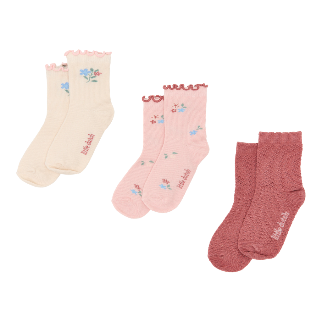 Little Dutch | Kousen Girls Pink Blush 3-pack
