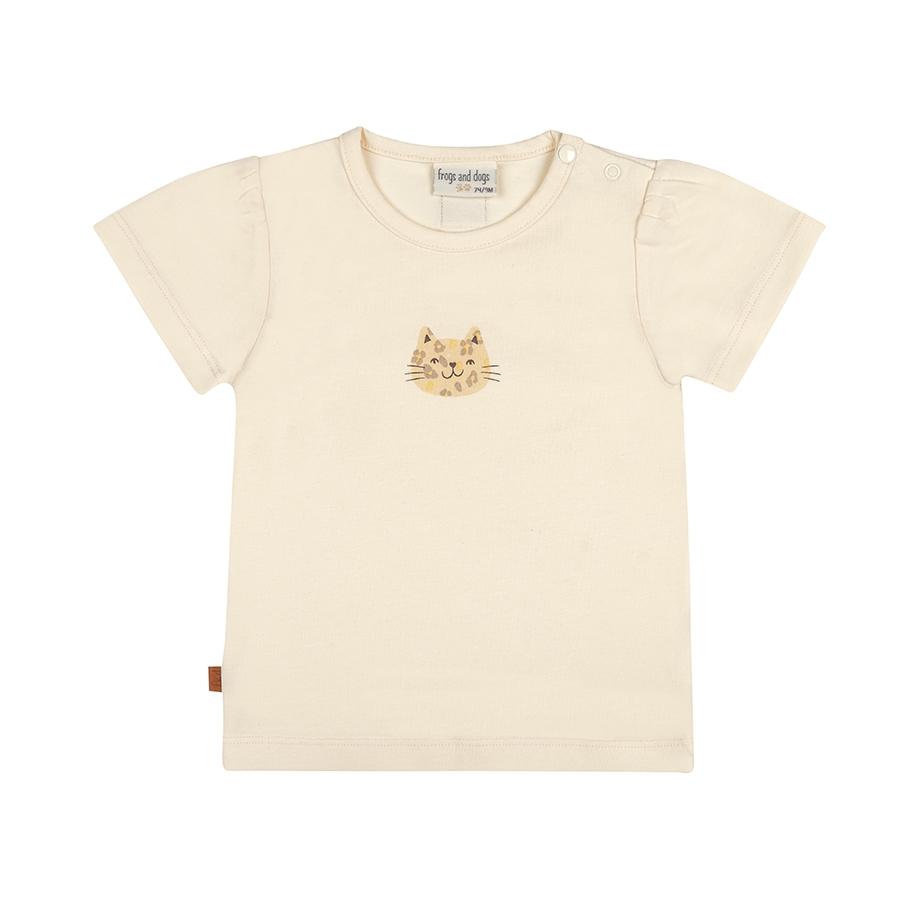 Frogs&Dogs | T-shirt Girls Leo Cat Pearled Ivory 