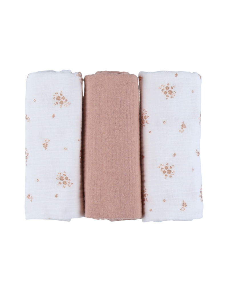 Noukies | Tetra Doek Vintage Flowers Mousseline 70x70cm 3-pack