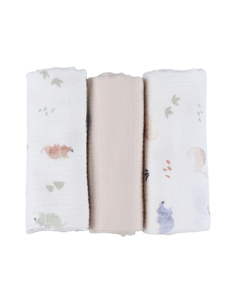 Noukies | Tetra Doek Dino Mousseline 70x70cm 3-pack