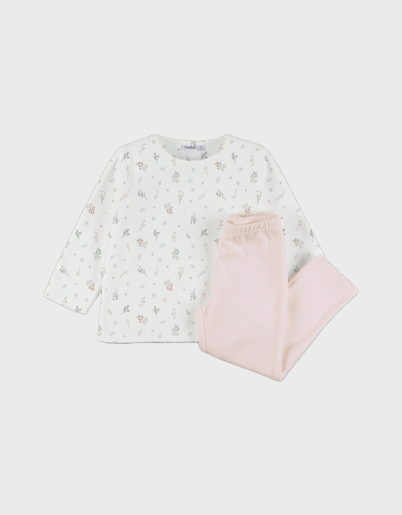 Noukies | Pyjama Country Flowers Velours Roze 2-delig