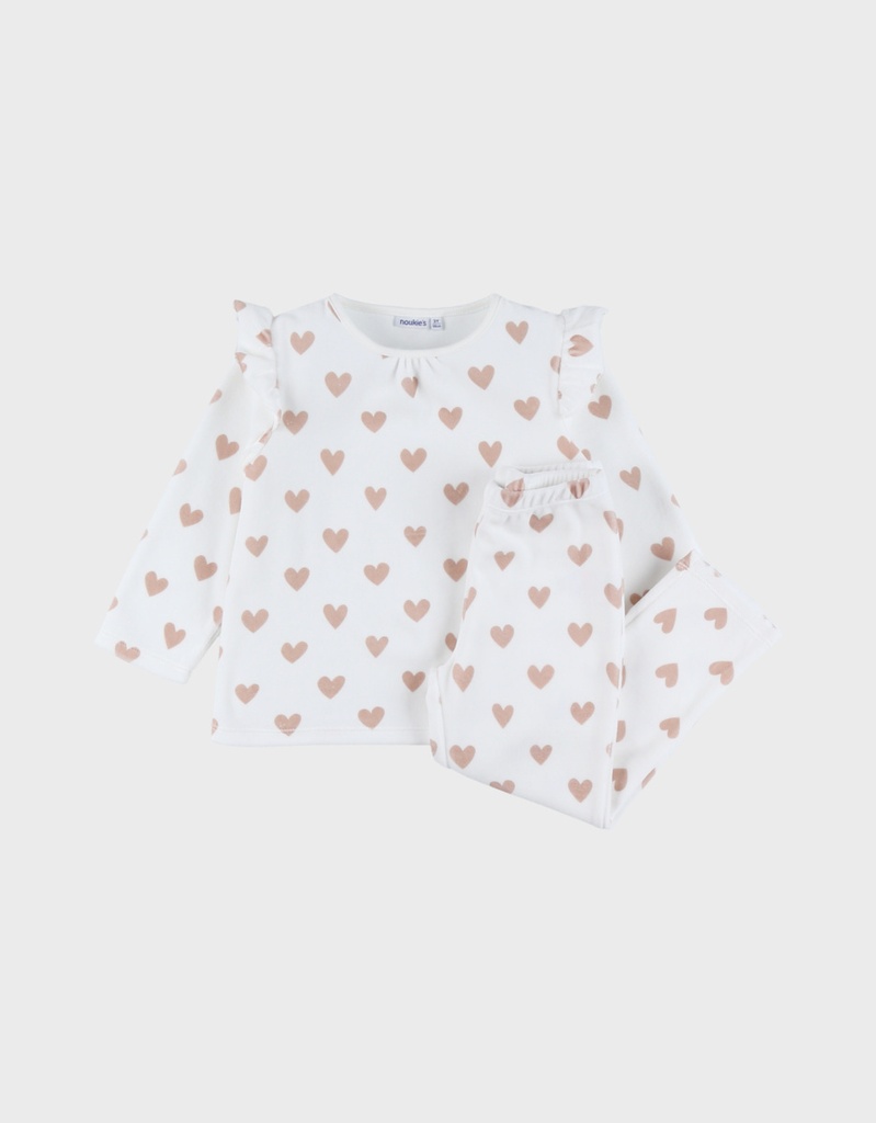Noukies | Pyjama Hart Velours Wit 2-delig