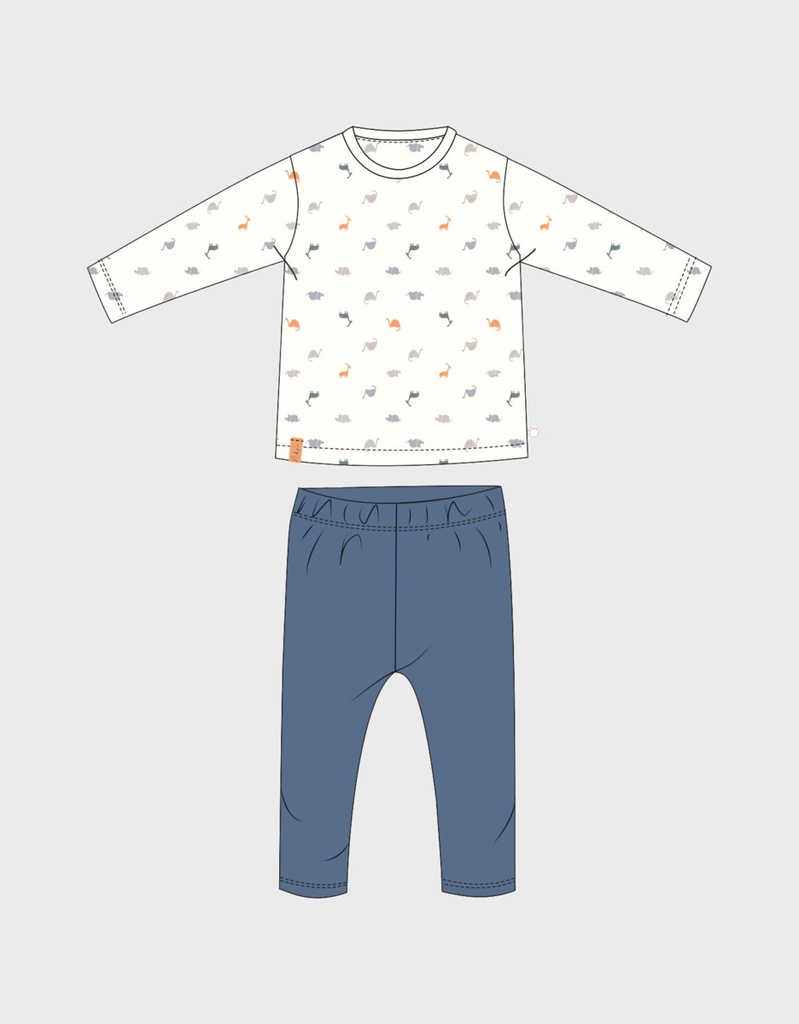 Noukies | Pyjama Dino Fluweel Blauw 2-delig
