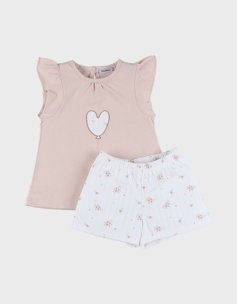 Noukies | Pyjama Vintage Flowers Jersey Rose 2-delig